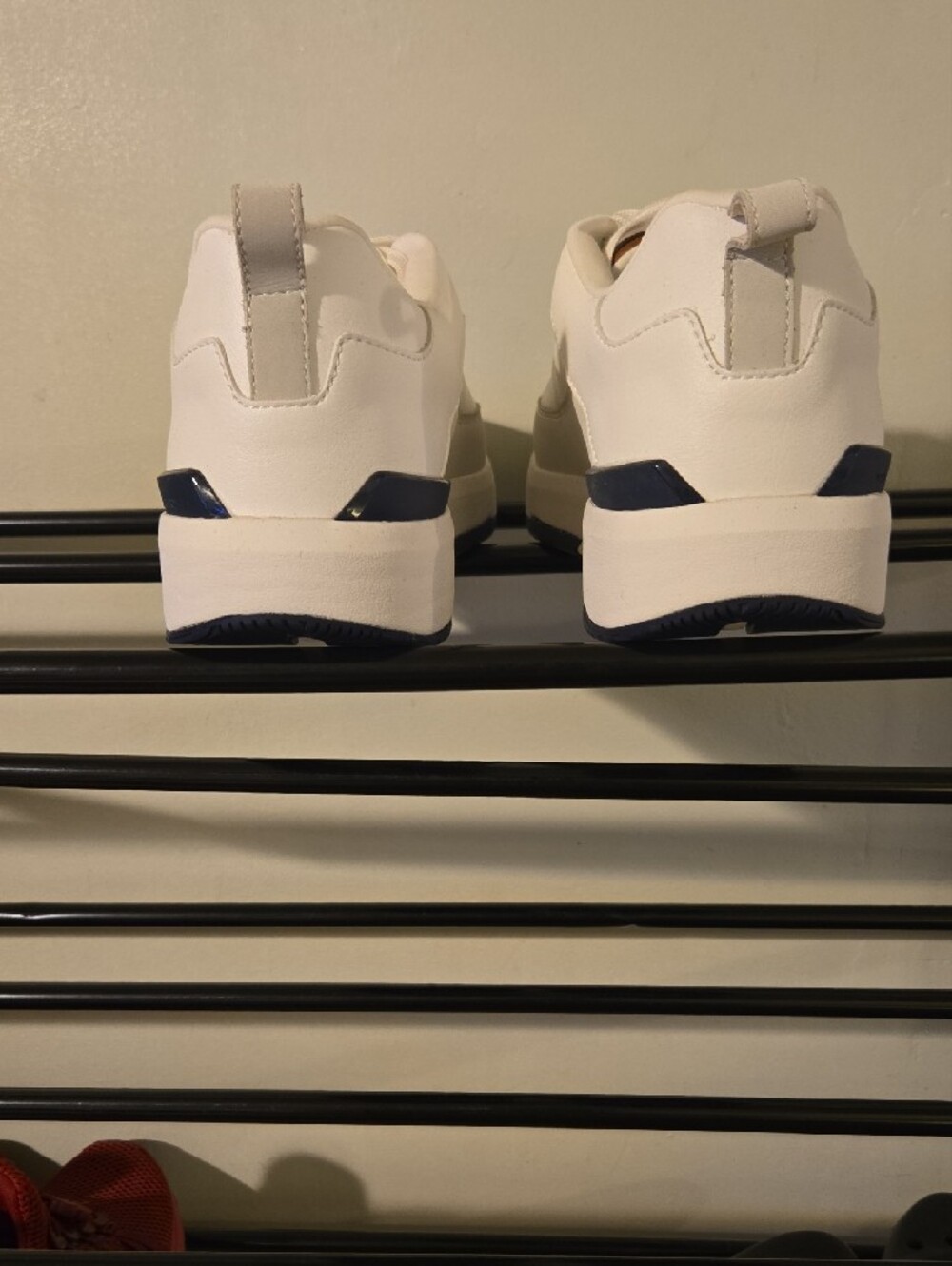 Men's White Athletic Sneakers with Navy Outsole Accent - Picture 4 of 8